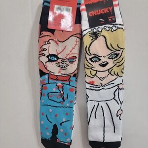Universal Studios CHUCKY AND TIFFANY 2 PAIR 1 PACK CREW SOCKS (SHOE SIZE 6.5-12)